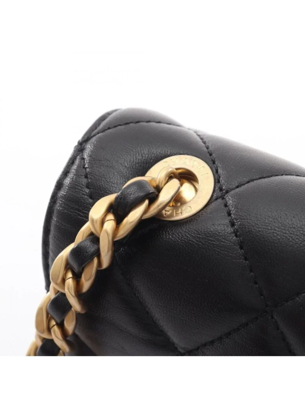 Chanel Shoulder Bag Quilted Black Lambskin Small Flap Chain